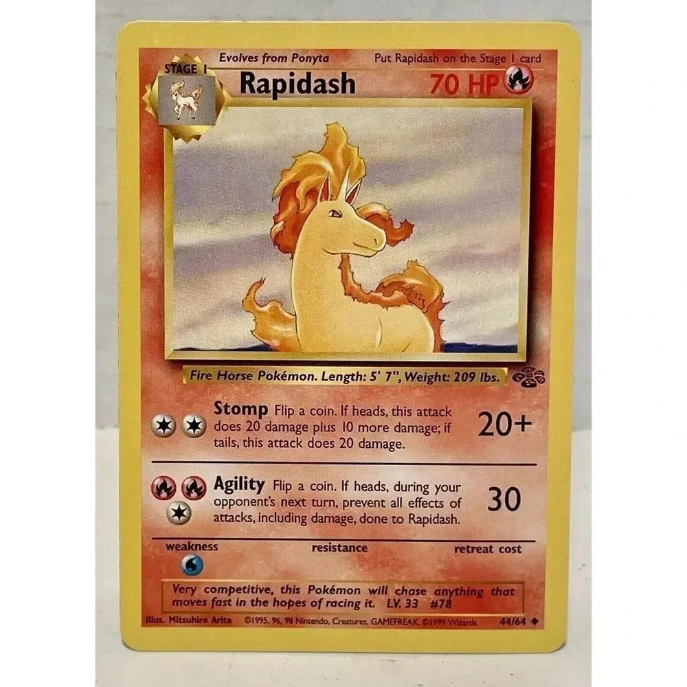 Pokémon 1999 TCG Rapidash Jungle 44/64 Regular Unlimited Uncommon NM